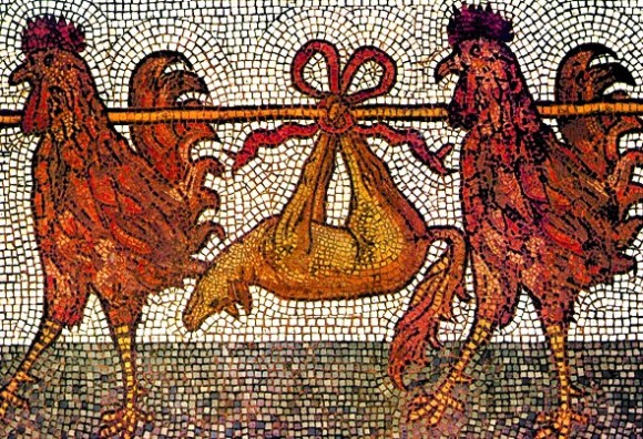 Coda da scoiattolo nei galli di San Marco a Venezia - Funerale della volpe mosaico del 11 sec